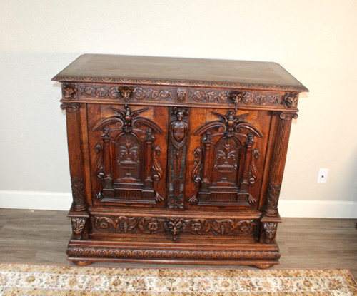 French antique carved oak - french,