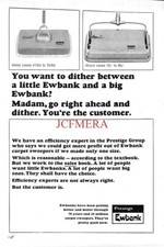 'EWBANK' Carpet Sweeper ADVERT Vintage Original 1966 Print Ad 164B/142