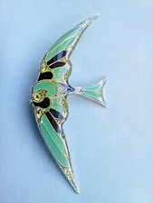 Pierre Bex Style Art Deco Green Enamelled Swift Bird Brooch