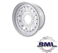 LR DEFENDER TERRAFIRMA WHITE MODULAR 7x16 STEEL ROAD WHEEL. PART- GRW004