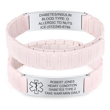 Personalised Medical ID Bracelet for Men Women Custom Engraved Silicone Strap