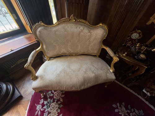 Gilt wood lover sofa with - lover’s,