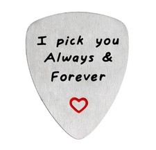 Stainless Steel Guitar Pick with Velvet Gift Pouch Present Gift Teacher Birthday