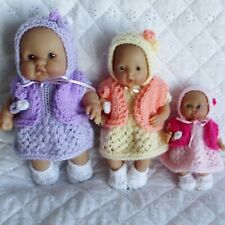 5 to 8 inch  Berenguer Dolls clothes Knitting Pattern Dress gilet Bonnet Shoes