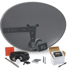 Zone 1 60cm Satellite Dish & 2 Way Twin Lnb + 5m Black Twin Cable & Sat Finder