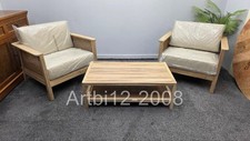 John Lewis Woven Rattan Panel Lounge Chairs & Coffee Table Natural RRP£997(5221