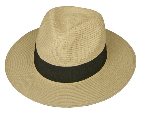 Straw fedora sun hat panama - straw,