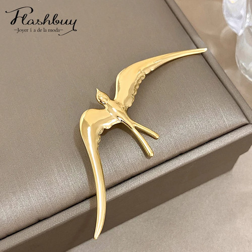 Silver tone swallow brooch - silver,