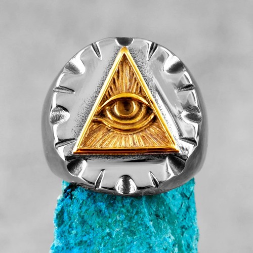 Men freemason ring gold eye - ring,