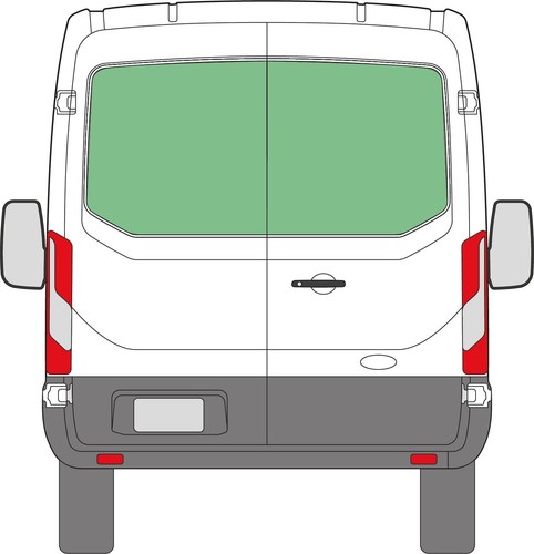 Rear double door window - rear, glass