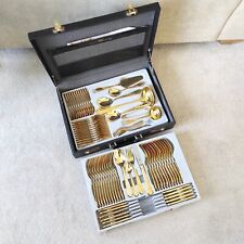 23/24 Ct Gold Plate Cutlery In Lockable Case SBS Bestecke Solingen