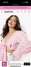 Boohoo Crinkle Gingham Tie