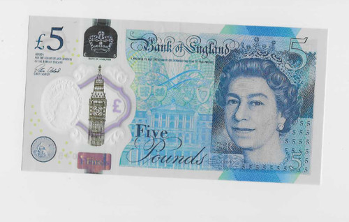 Five pound note - £5, polymer