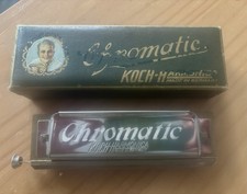 Vintage Chromatic Koch Harmonica Key of G 10 Hole Original Box Germany