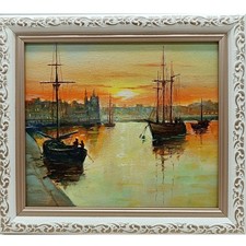 Seascape sailboat oil painting