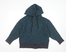 Marni x Uniqlo Women's Blue Wool Blend Hooded Full Zip Jumper M