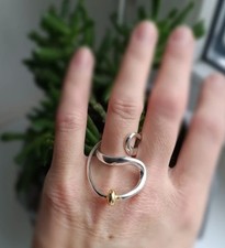 925 Silver Ring, Adjustable Ring, Full Finger Ring, Modernist Ring, Boho Ring