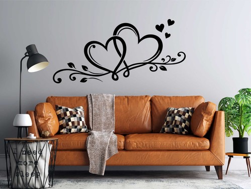 Wall stickers double heart - wall,