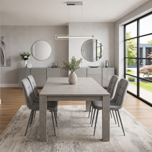 Grey wooden rectangle dining - wooden,