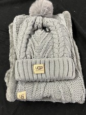 UGG DARK GRAY INFINITY HAT AND SCARF SET & FLEECE LINED