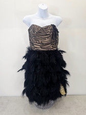 BNWT Coast Kitty Gold Embellished Black Feather Dress Size 6