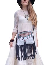 Matching Wallet Bag Set Tooled Leather Cowhide Cowgirl Fringe Purse Vintage Boho