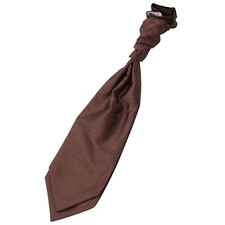 Chocolate Brown Solid Plain Shantung Mens Formal Wedding Pre-Tied Cravat by DQT