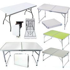 Folding Table Portable Plastic Tables Camping Garden Party Trestle Heavy Duty 