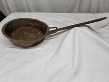 Antique 11.5" Skillet  Hand Beaten Copper Pan & Wrought Iron Handle