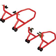 BikeTek Moto Motorcycle Series 3 Front And Rear Track Paddock Stand Set Red