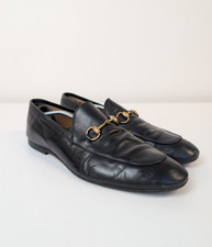 Gucci Jordaan 'Horsebit' Loafers Men's 8.5 Black Leather Round Shoes