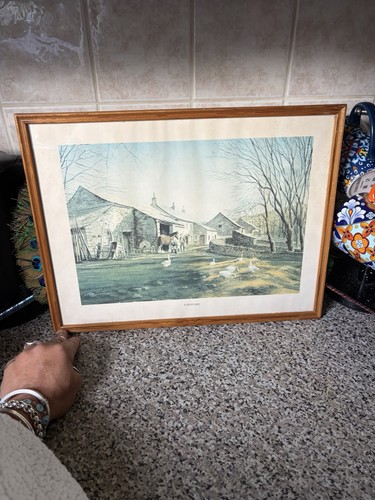 Large vintage framed print - framed,