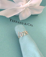 Tiffany & Co. Silver Paloma Picasso Graffiti LOVE Ring J 1/2UK, 5US or 49 1/2EU
