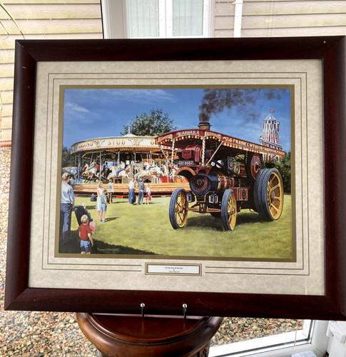Vintage framed steam engine - framed,