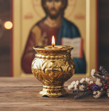 Gold Table Oil Lamp 3.7 in