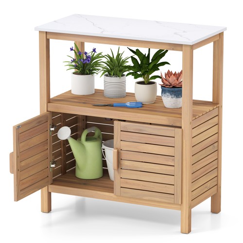 Wood garden potting bench - wood,