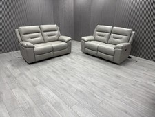 DFS BRAYLON 2+2 SEATER SOFA SET ELECTRIC RECLINER USB + USB-C LEATHER GREY