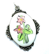 Vintage 1977 Toye Kenning & Spencer Sterling Silver Hand Pained Enamel Pendant