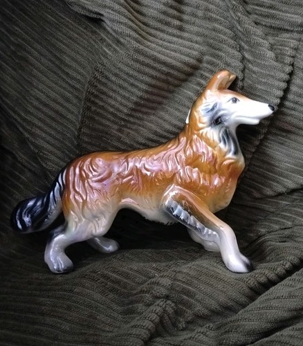 Vintage italian ceramic collie - ceramic,