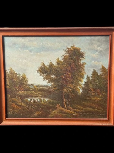 Charming country scene oil - charming,