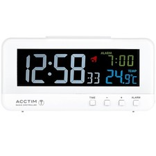 Acctim Rialto Digital Alarm Clock Radio Controlled Coloured VA Display White