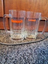 Pair of Vintage Watney's Red Barrel Half Pint Beer Tankards / Mugs with Handles