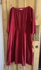 Toast Franca Dark Red Cotton Needlecord dress size UK 14
