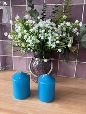 2 Blue Pillar Candles