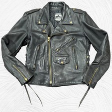 Vintage California Creations Santa Rosa Black Leather Motorcycle Jacket Mens 42