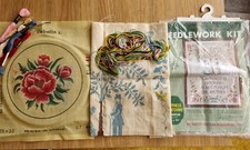 2 Part worked pictures. Cross stitch kit & Circular picture with skeins