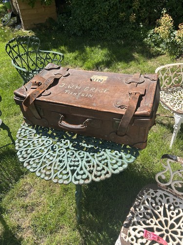 Rare antique leather steamer - antique,