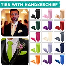 Neck Tie and Pocket Square Handkerchief Set for Wedding Birthday Party