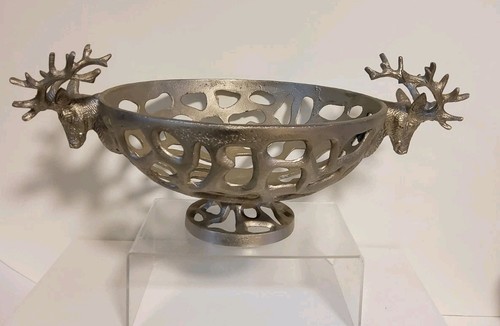 Stag head bowl silver metal - bowl,