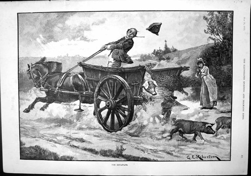 Old antique print runaways - antique,